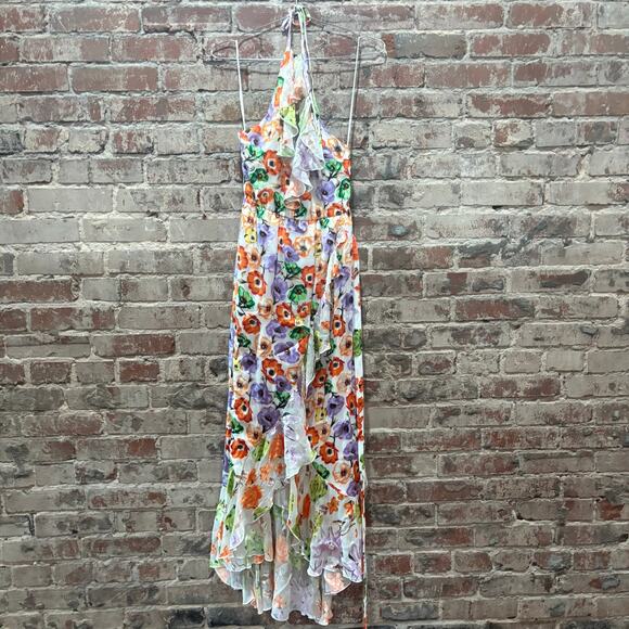 Alice + Olivia Evelia Asymmetric Floral Maxi Dress Size 0 - Picture 5 of 11